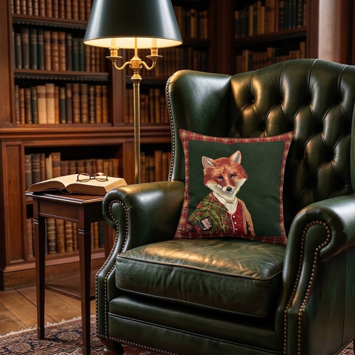 Highland Fox Jacquard Tapestry Pillow- 18"x18"