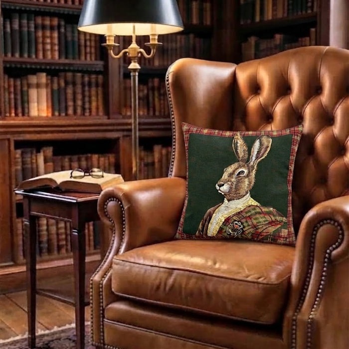 Highland Hare Jacquard Tapestry Pillow - 18"x18"