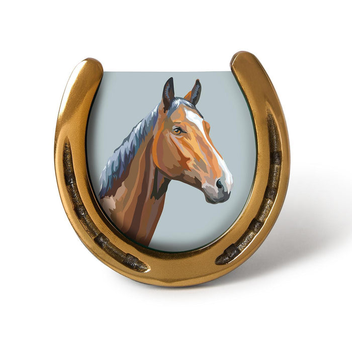 Brass Horseshoe Equestrian Photo Frame