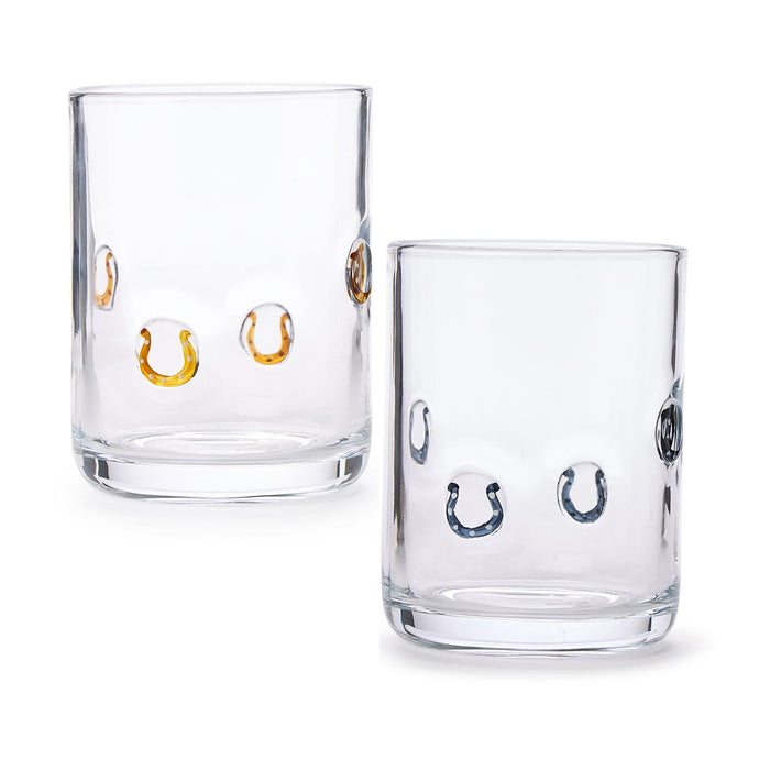 Horseshoe Equestrian Rock Glasses - Set of 2