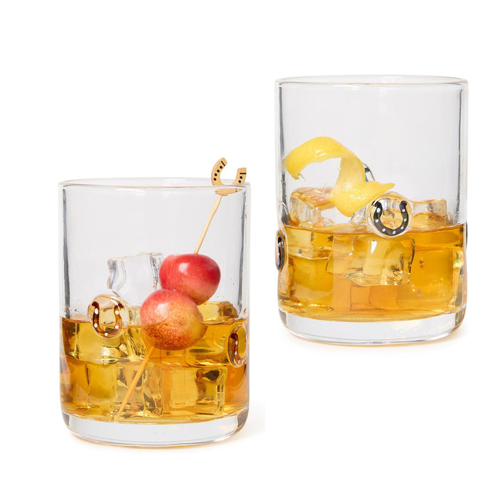 Horseshoe Details Equestrian Rock Glasses - Set of 2