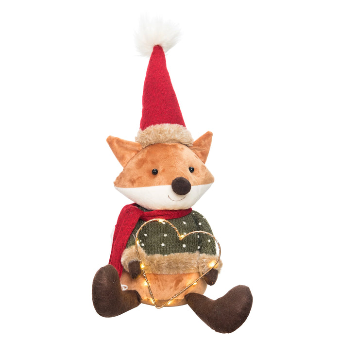 Holiday Fox Shelf Sitter - Green Sweater