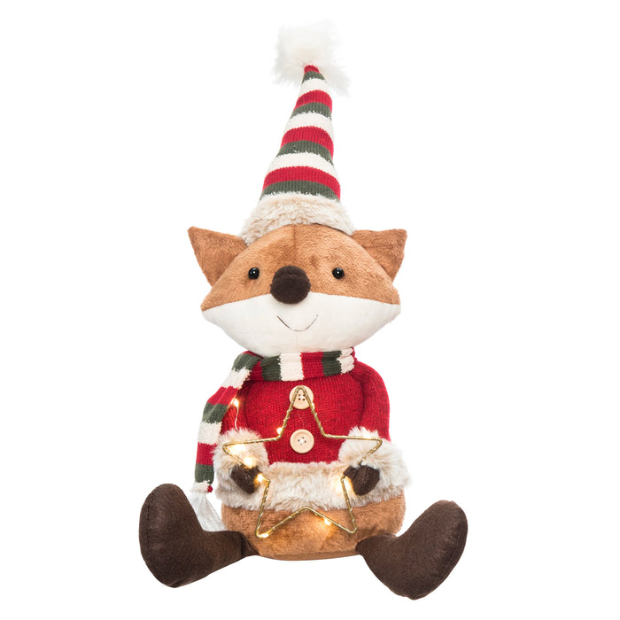 Holiday Fox  Shelf Sitter - Red Sweater