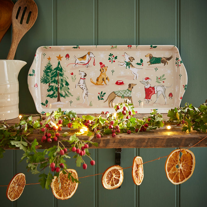 Christmas Dog Walkies Small Tray - Melamine