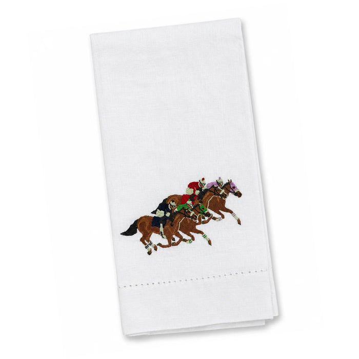 Finish Line Horse Racing Embroidered Guest Towel