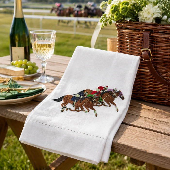 Finish Line Horse Racing Embroidered Guest Towel