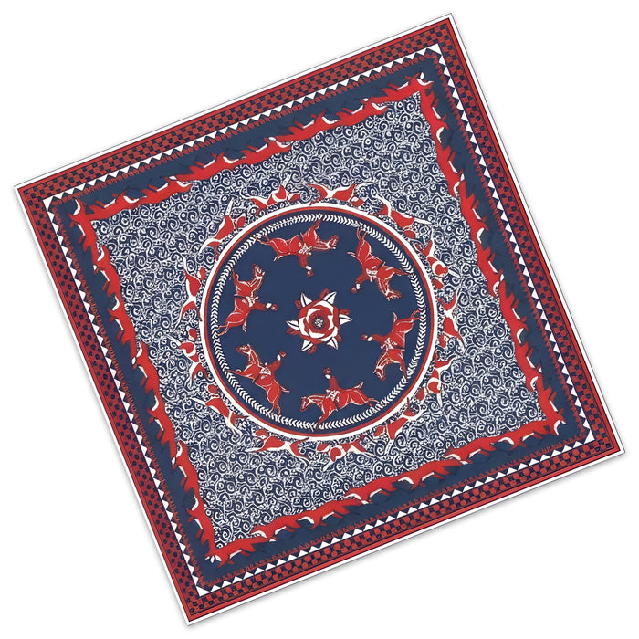 Hunt Club Medallion Equestrian Cotton Tablecloth 54"x 54"