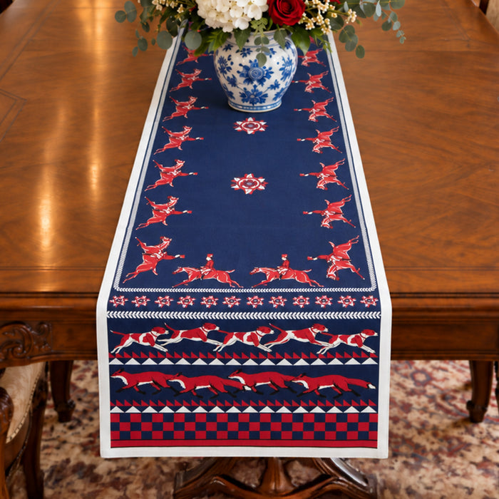 Hunt Club Medallion Cotton Table Runner