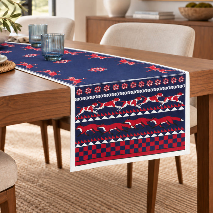 Hunt Club Medallion Cotton Table Runner