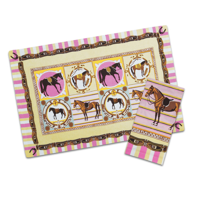Pastel Paddock Equestrian Cotton Placemats - Set of 4