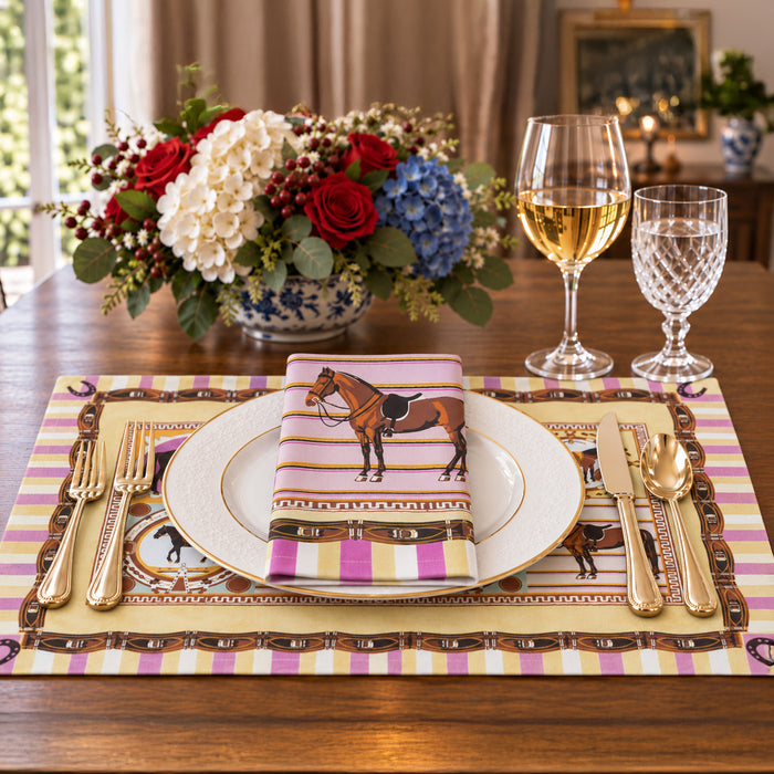 Pastel Paddock Equestrian Cotton Placemats - Set of 4