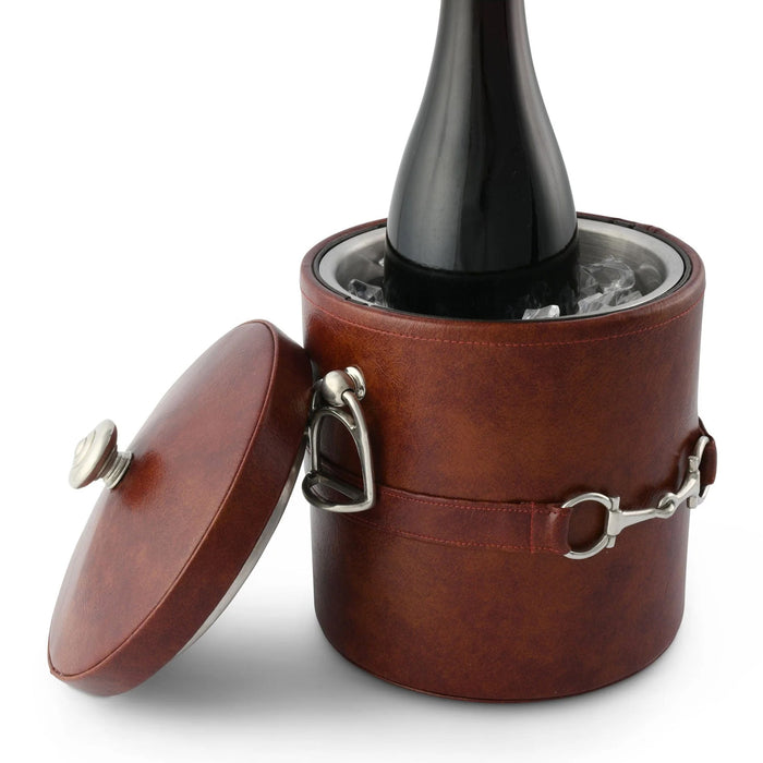 Equestrian Leather Ice Bucket with Bit