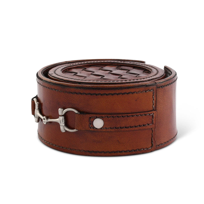 Equestrian Leather Coaster Snaffle Bit Set - Set of 6