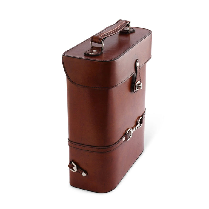 Equestrian Leather Double Wine Bottle Carrier with Snaffle Bit