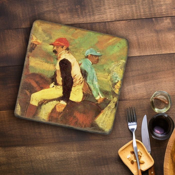 Paddock Horse Racing Marble Trivet - Cork Back