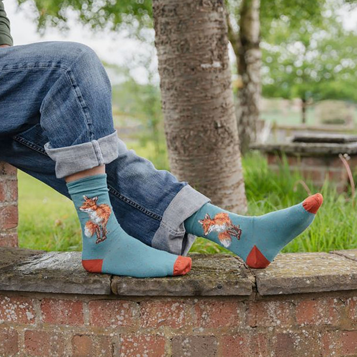 Bright Eyed and Bushy Tailed Fox Men's Bamboo Socks