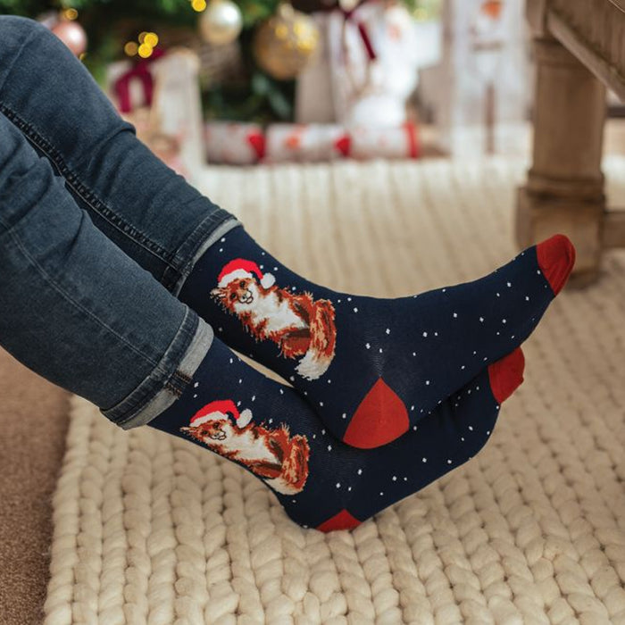 Festive Santa Fox Men's Socks by Wrendale
