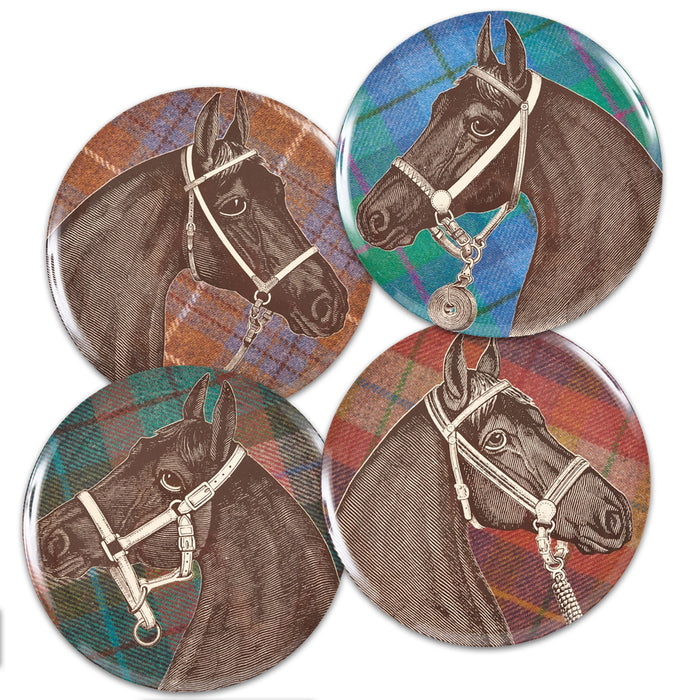 Equus Tweed Melamine Dinner Plates - Set of 4