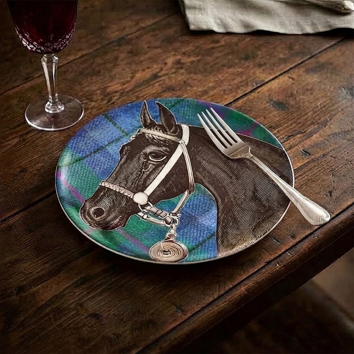 Equus Tweed Melamine Dinner Plates - Set of 4