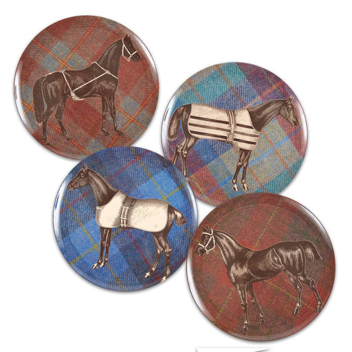Equus Tweed Melamine Luncheon Plates - Set of 4