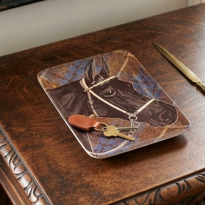 Equus Tweed Melamine Valet Tray - Bridled Horse