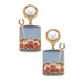 Bourbon on the Rocks Enamel Drop Earrings with Pearl Cluster