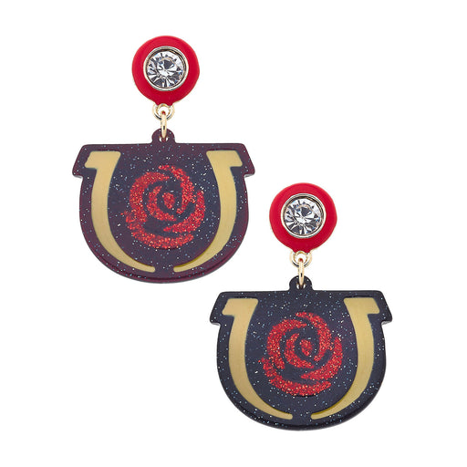 Kentucky Derby Rose Logo Earrings - Black