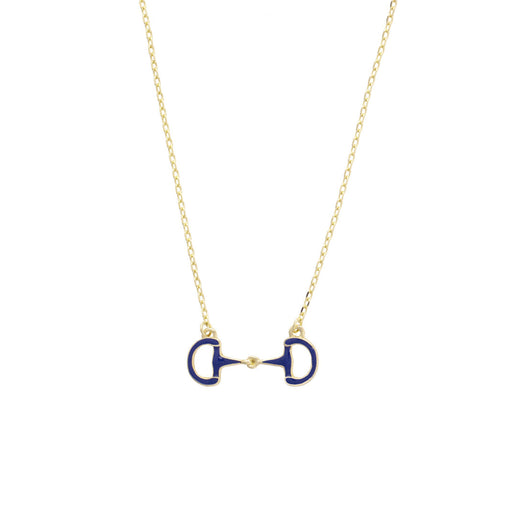 Eclipse Enamel Snaffle Bit Necklace - Navy