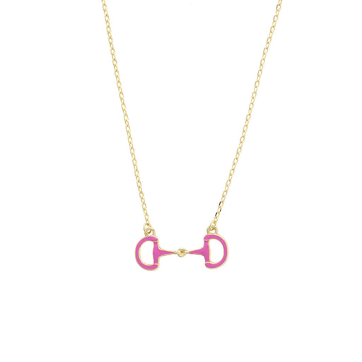 Eclipse Enamel Snaffle Bit Necklace - Pink