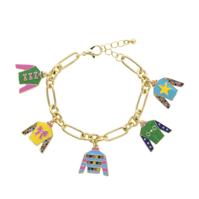 Winner's Circle Jockey Silks Enamel Charm Bracelet