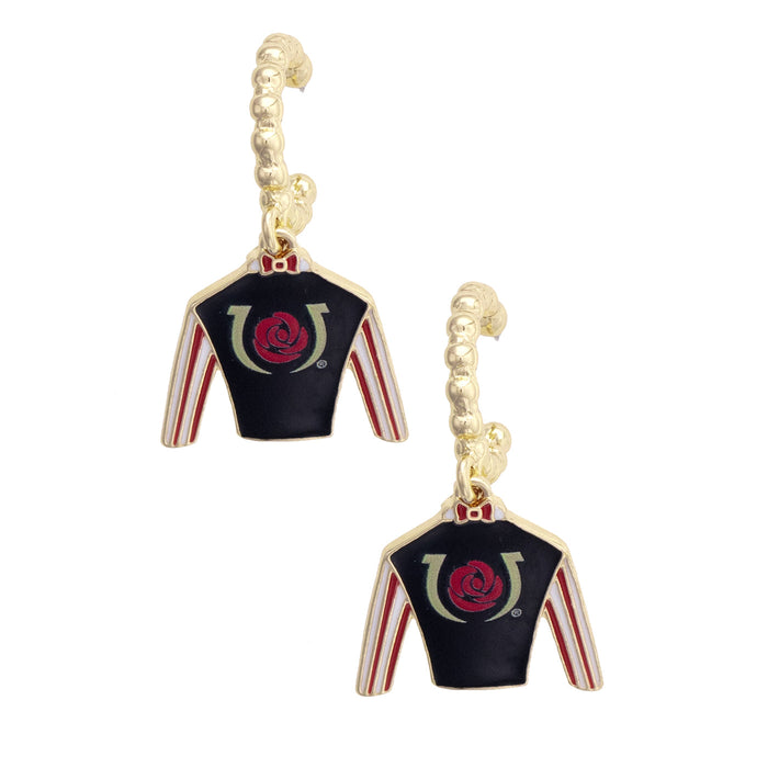 Kentucky Derby Jockey Silks Twisted Hoop Earrings - Gold