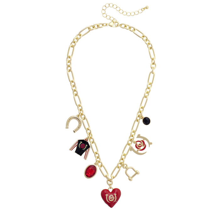 Kentucky Derby Enamel Charms Necklace - Gold Chain