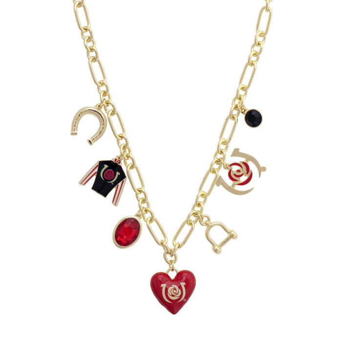 Kentucky Derby Enamel Charms Necklace - Gold Chain