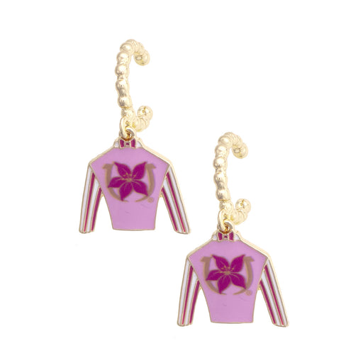 Kentucky Oaks Jockey Silks Enamel Twisted Hoop Earrings - Pink