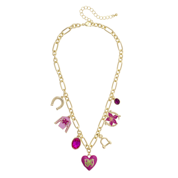 Kentucky Oaks Enamel Charms Necklace in Pink