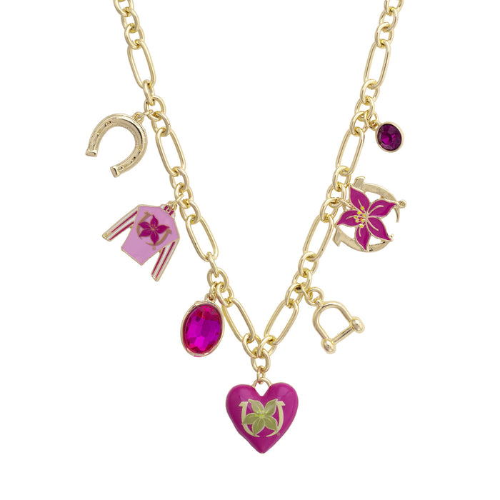 Kentucky Oaks Enamel Charms Necklace in Pink