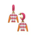 Fiona Jockey Silks Huggie Enamel Drop Earrings - Orange & Pink