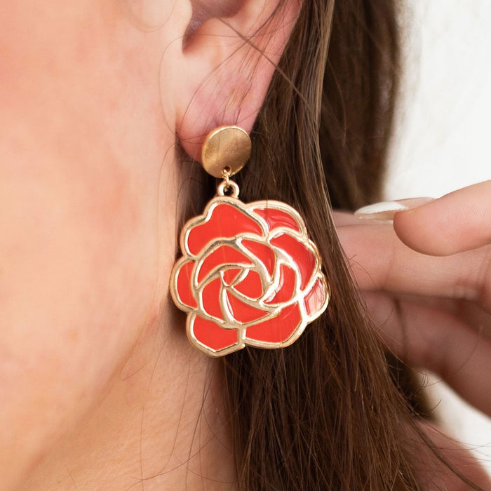 Kentucky Derby Red Rose Earrings