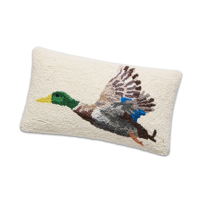 Flying Mallard Hooked Pillow - 9" x 16"