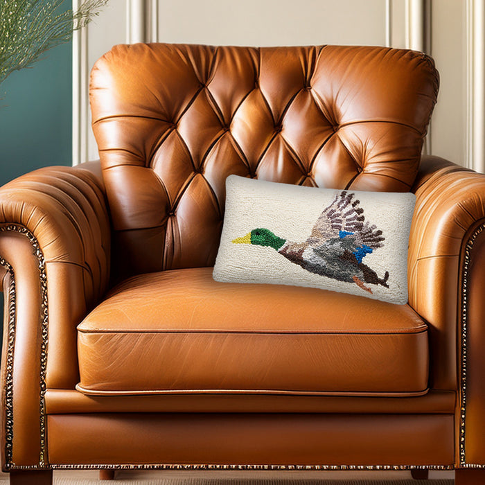 Flying Mallard Hooked Pillow - 9" x 16"