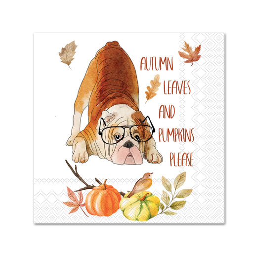 Fall Festival Bulldog Paper Beverage Napkins