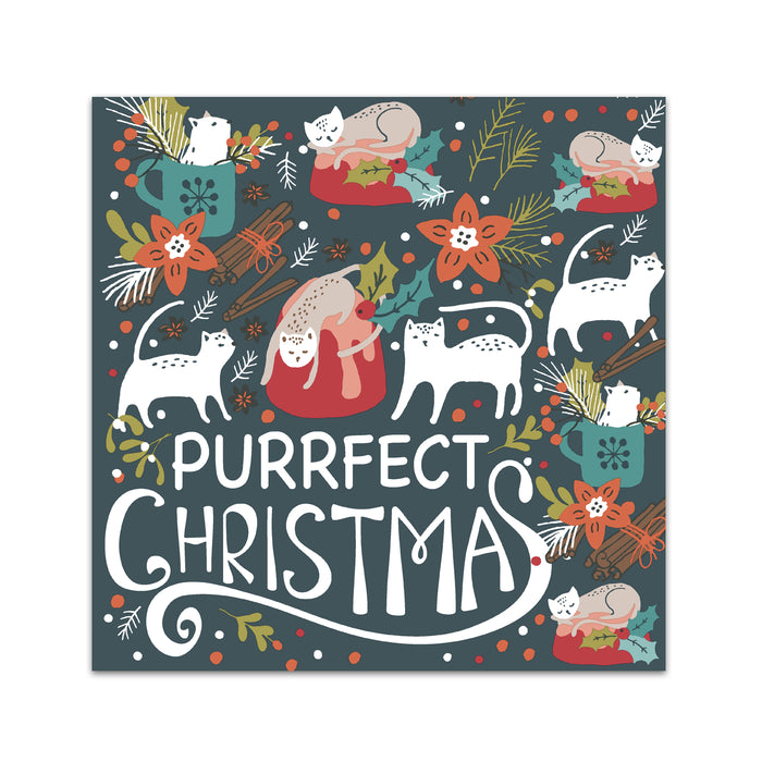 Purrfect Kitty Christmas Paper Beverage Napkins
