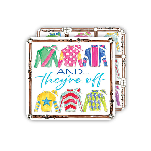 And They're Off Racing Silks Paper Coasters