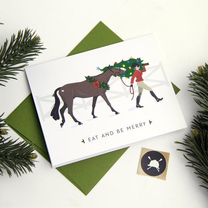 Eat & Be Merry Equestrian Christmas Cards - Box of 8