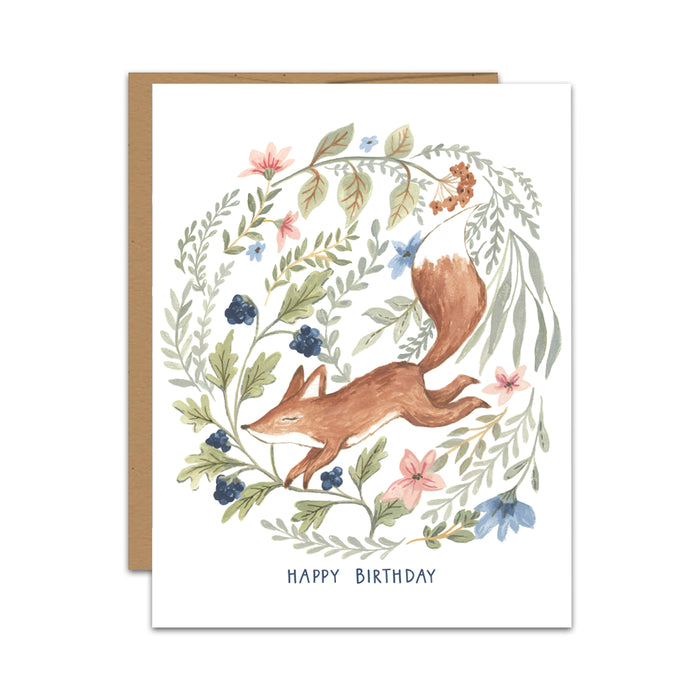 Frolicking Fox Birthday Card