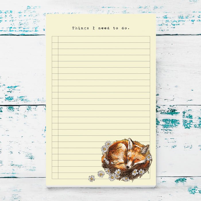 Sleeping Fox & Daisies Notepad