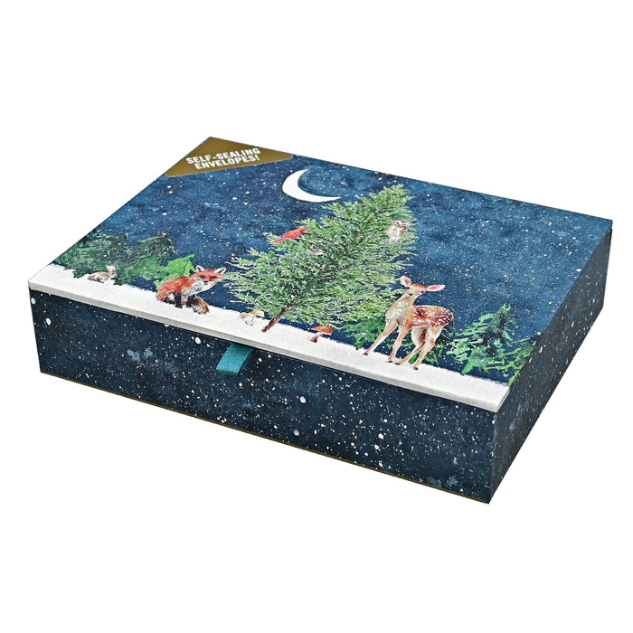 Moonlit Forest Animals Holiday Cards
