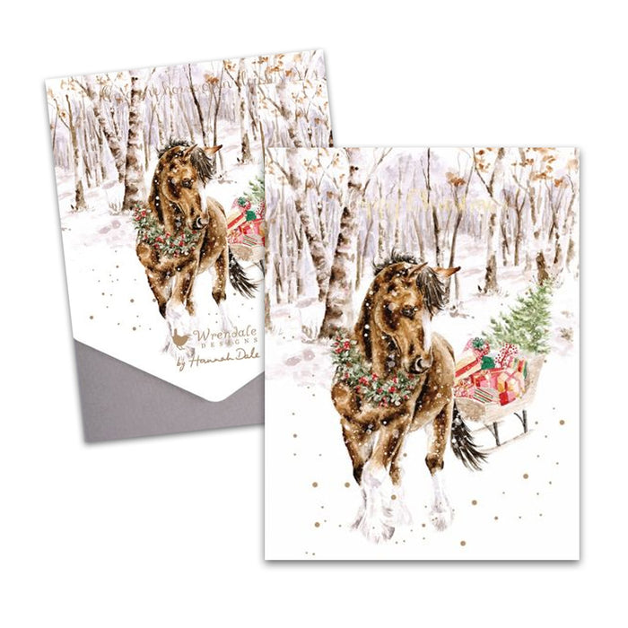 Snowy Sleigh Ride Horse Christmas Cards by Wrendale