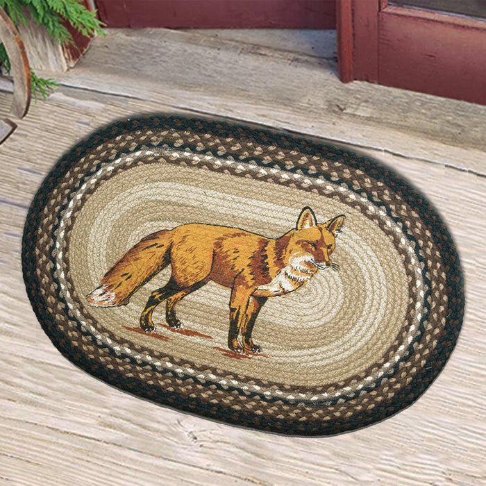 Red Fox Braided Oval Accent Rug