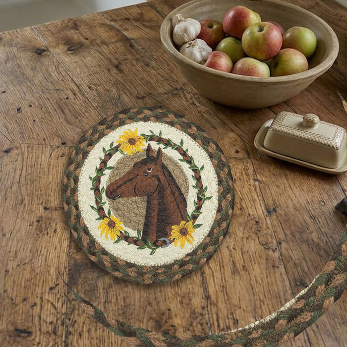 Sunflower Horse Braided Trivet